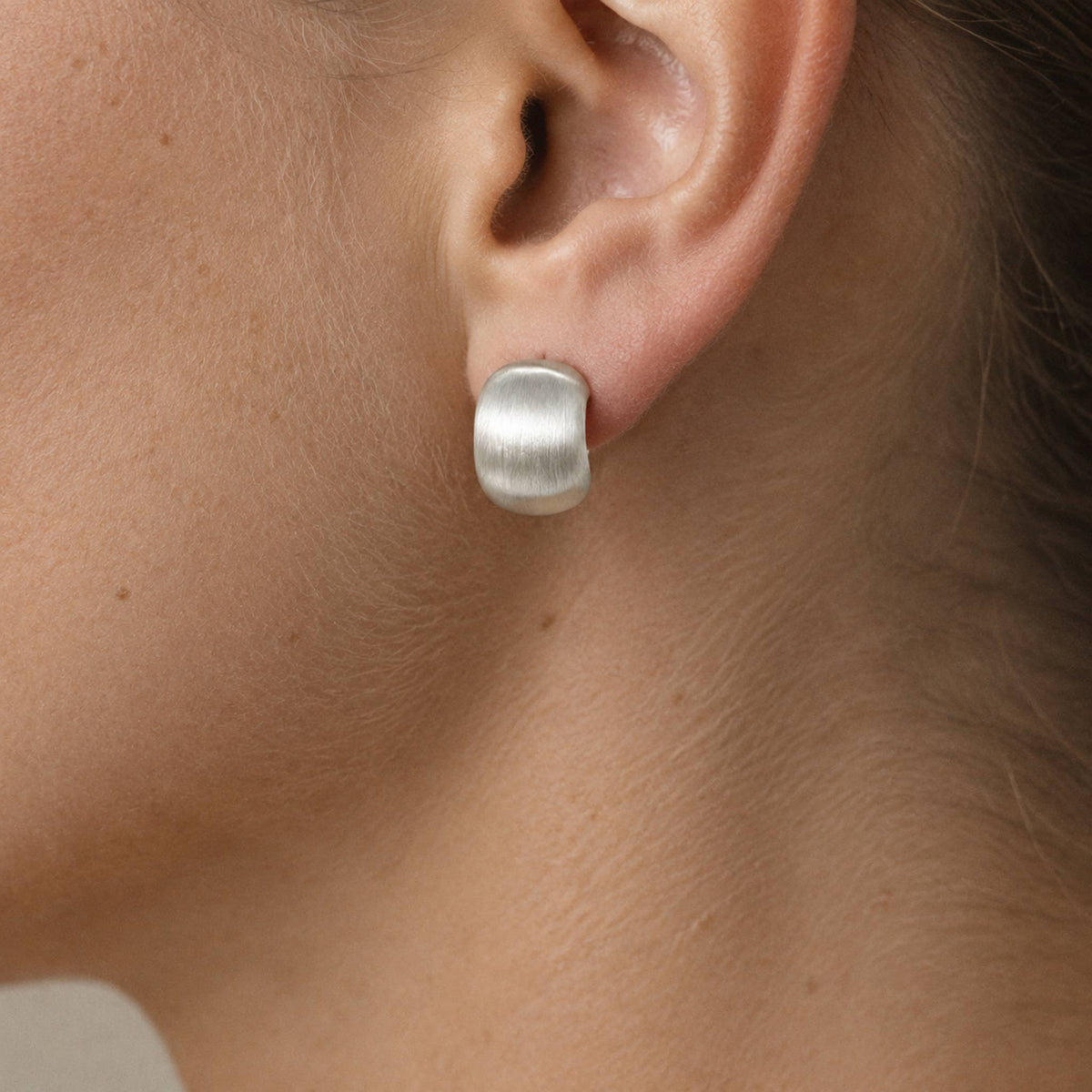 Brushed Silver Plated Huggie Earrings