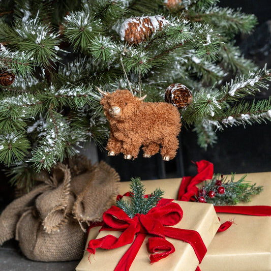 Standing Highland Cow Christmas Ornament - Plush