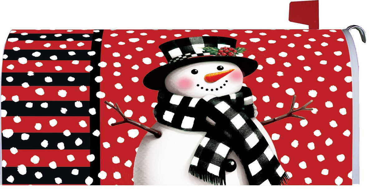 Checkered Snowman Standard Size Mailbox Cover