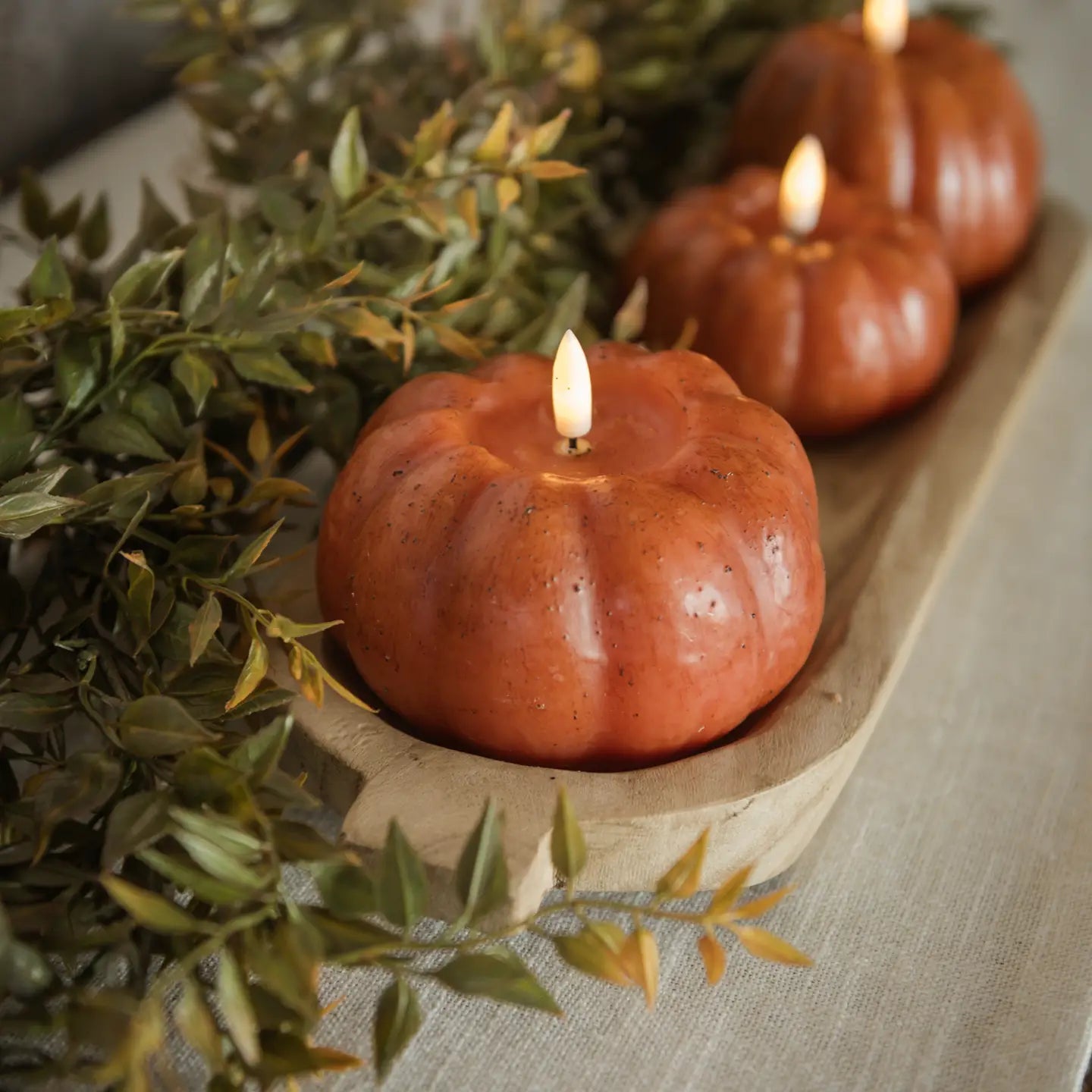 Orange Flameless Pumpkin Shaped Candle - 5 Size Options