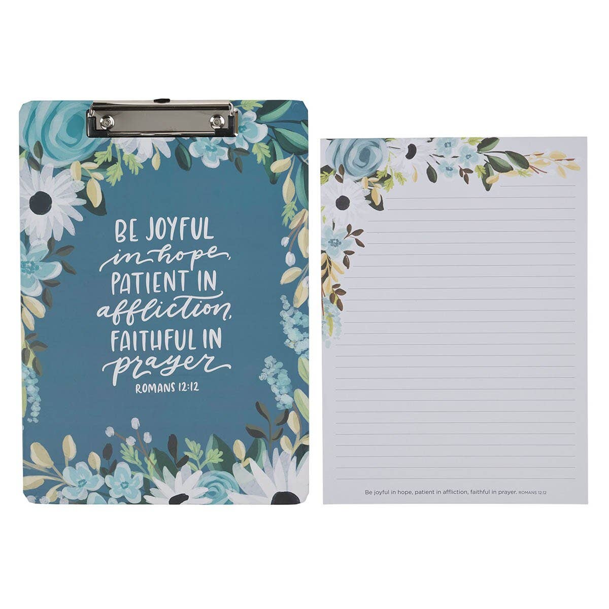 Clipboard w/ Note Pad Blue Be Joyful in Hope Rom. 12:12
