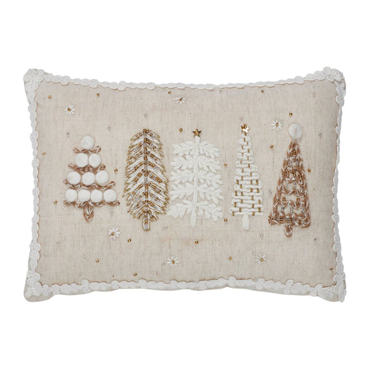 Winter Wonder 5 Christmas Trees Throw Pillow