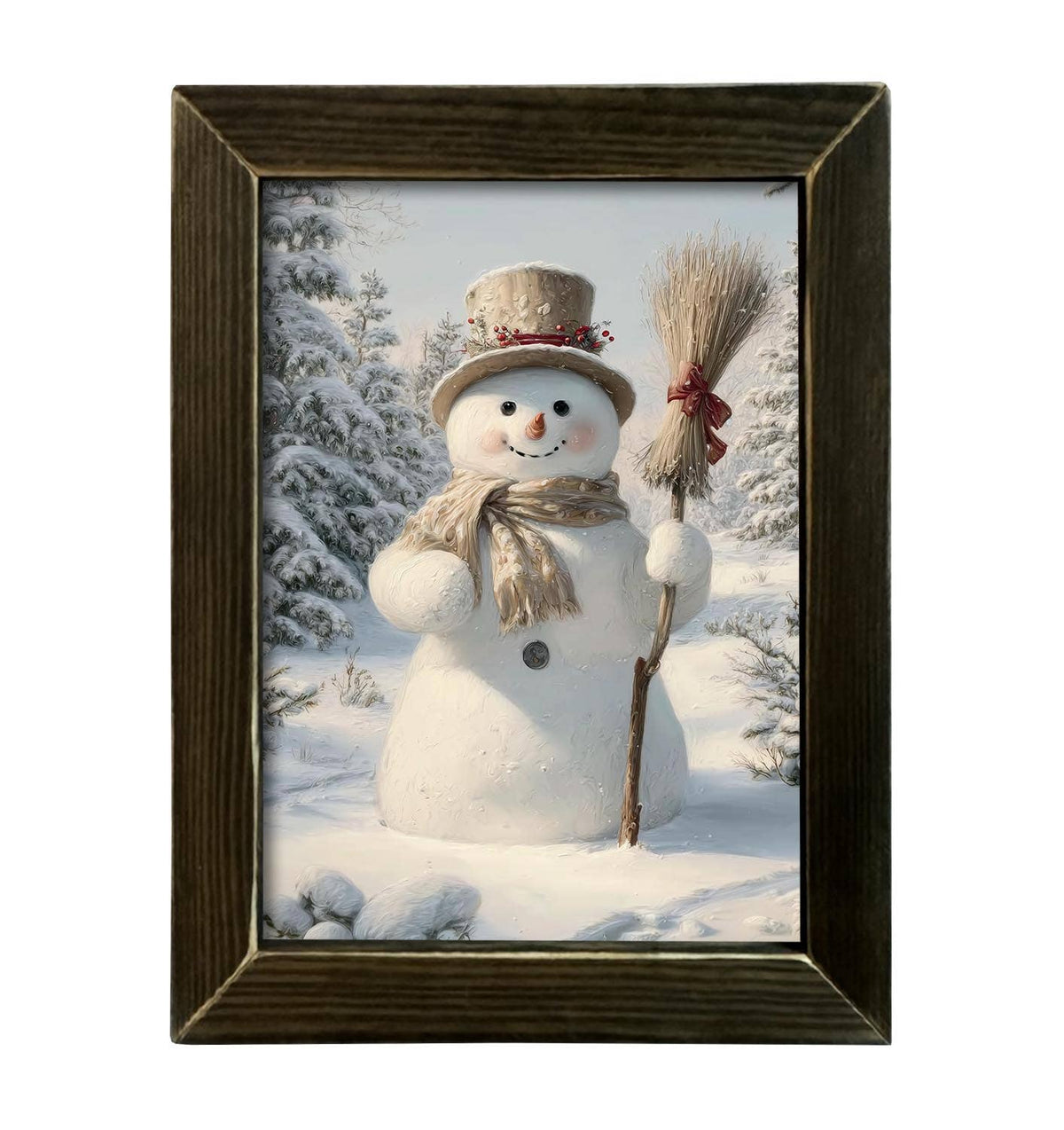 Cozy Winter Snowman Framed Art