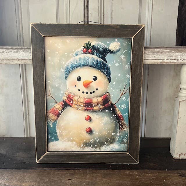Cozy Snowman Winter Theme Framed Wall Art