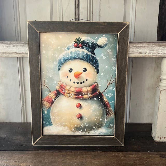 Cozy Snowman Winter Theme Framed Wall Art