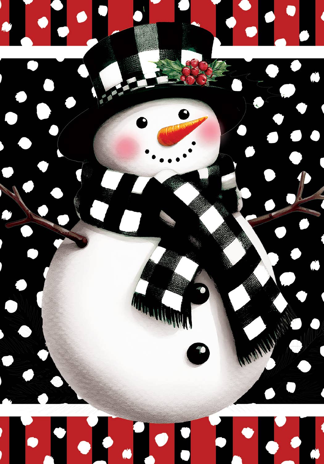 Checkered Snowman House Size Flag 28" x 40"