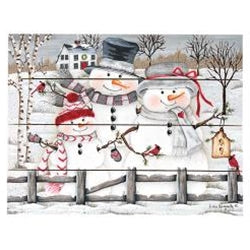 Snow Family Wooden Pallet Sign - Snowman