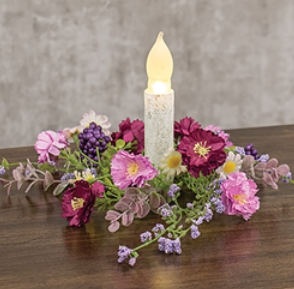 Blushing Spring Blossoms and Eucalyptus Mini Candle Ring - 2.5 inner