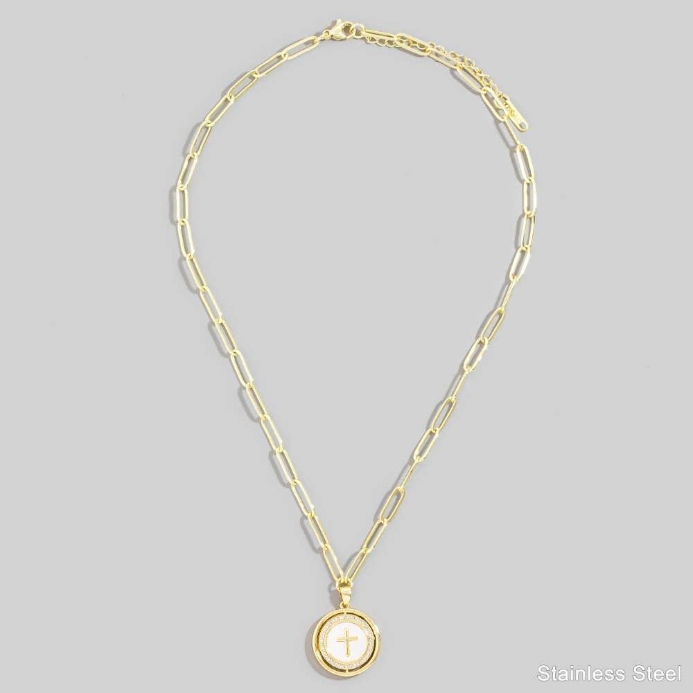 Cross Disc Pendant Necklace- 2 Options