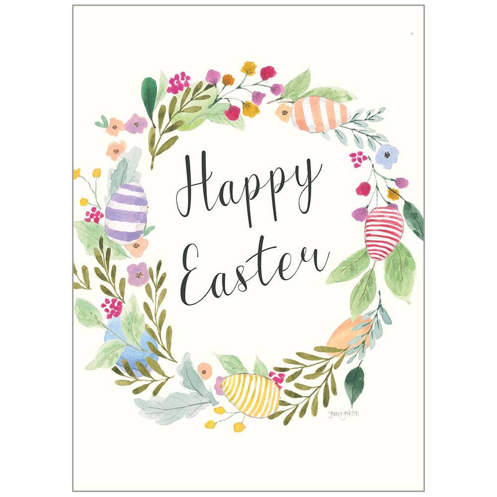 Pastel Floral Wreath - Easter Greeting Card