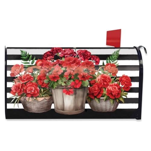 Striped Geraniums Mailbox Cover - Standard Size