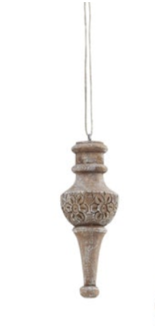 Rustic Finial Ornament - Weathered Wood Finish