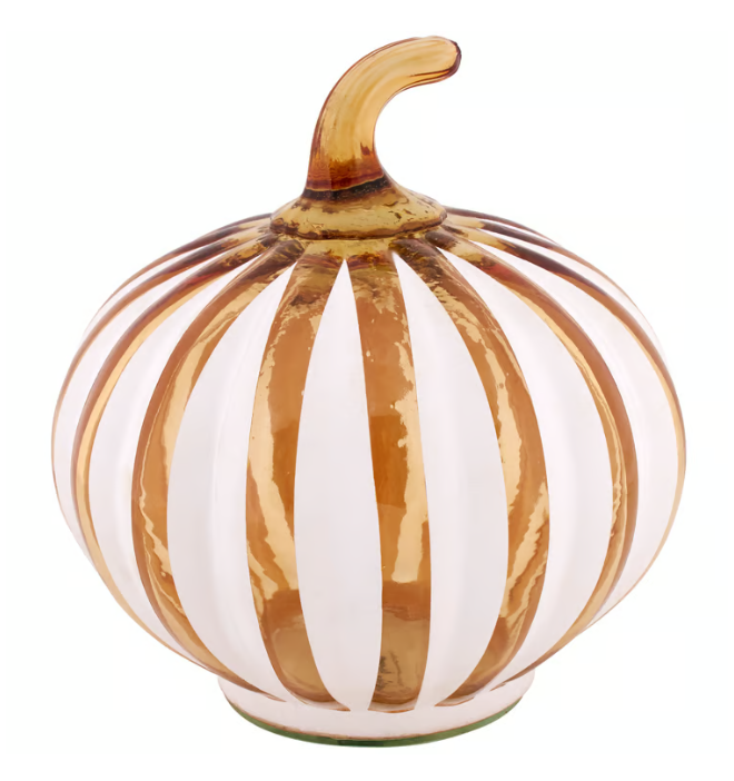 Glass Amber Striped Pumpkin