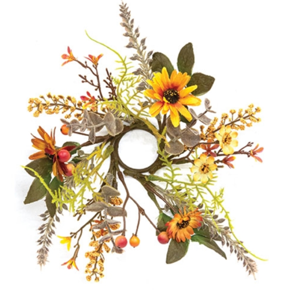 Harvest Daisy & Baby Eucalyptus Candle Ring - Taper Size