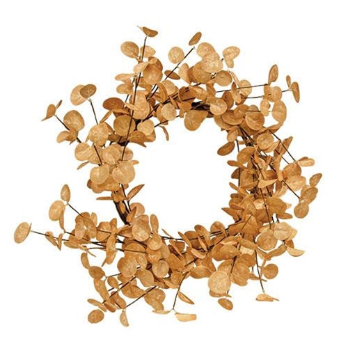Silver Dollar Eucalyptus Wreath - Beige