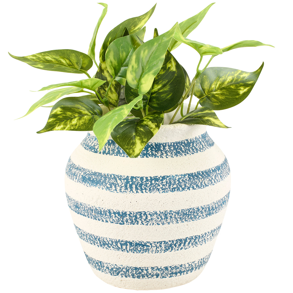 Navy and Cream Striped Vase