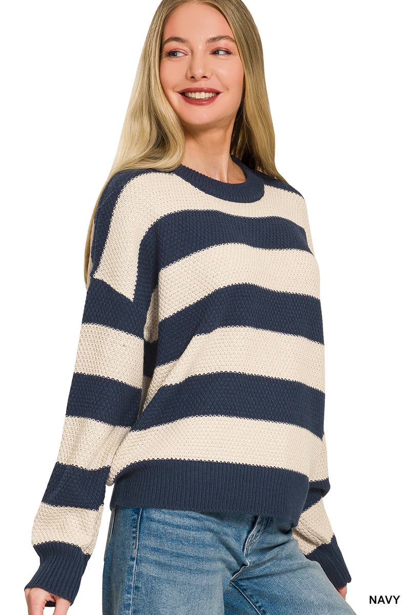 Wide Stripe Knit Sweater - Color Options
