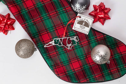 North Carolina Pewter Ornament - NC & Holly