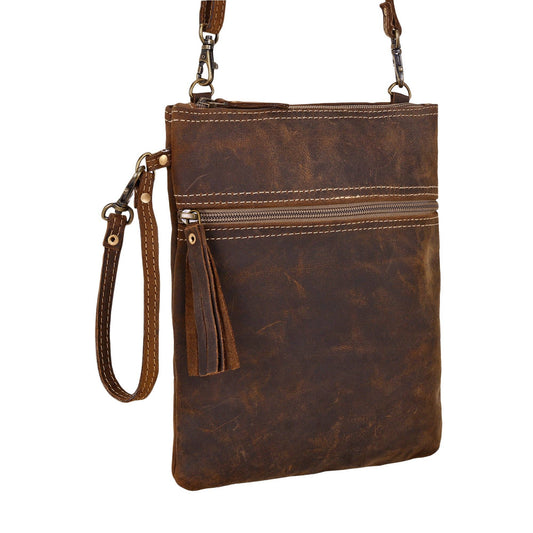 Bursage Crossbody Bag Brown With Contrast Stitch - Myra