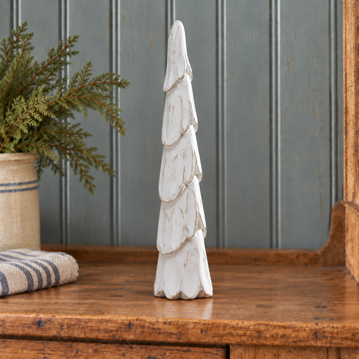 Distressed White Wooden Christmas Tree - 2 Sizes