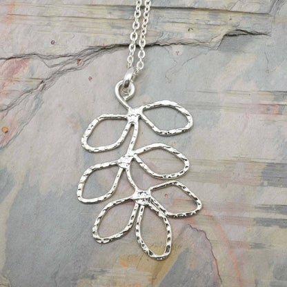 Silver Plated Pendant Necklace - Leafy Branch
