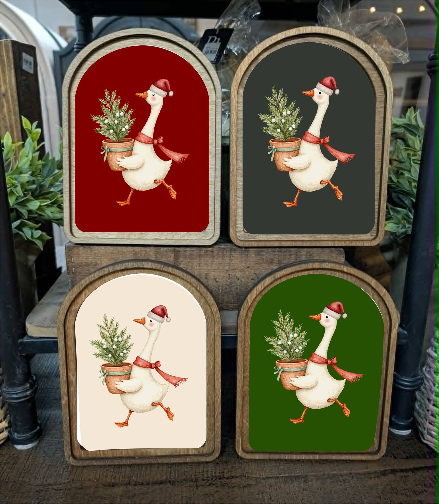 Christmas Goose Framed Art - Color Options