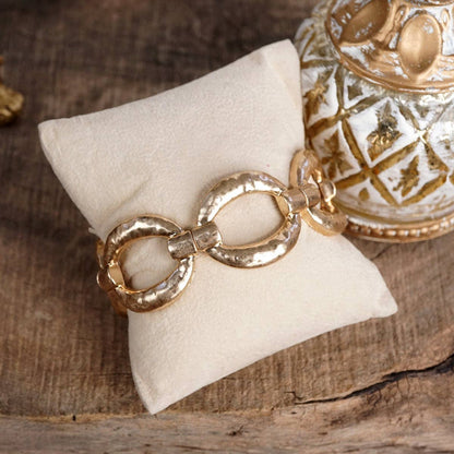 Sunlit Orbit Chunky Hammered Link Stretch Bracelet