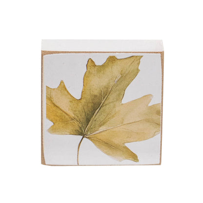 Hello Fall Watercolor Leaf Decorative Block - Four Color Options