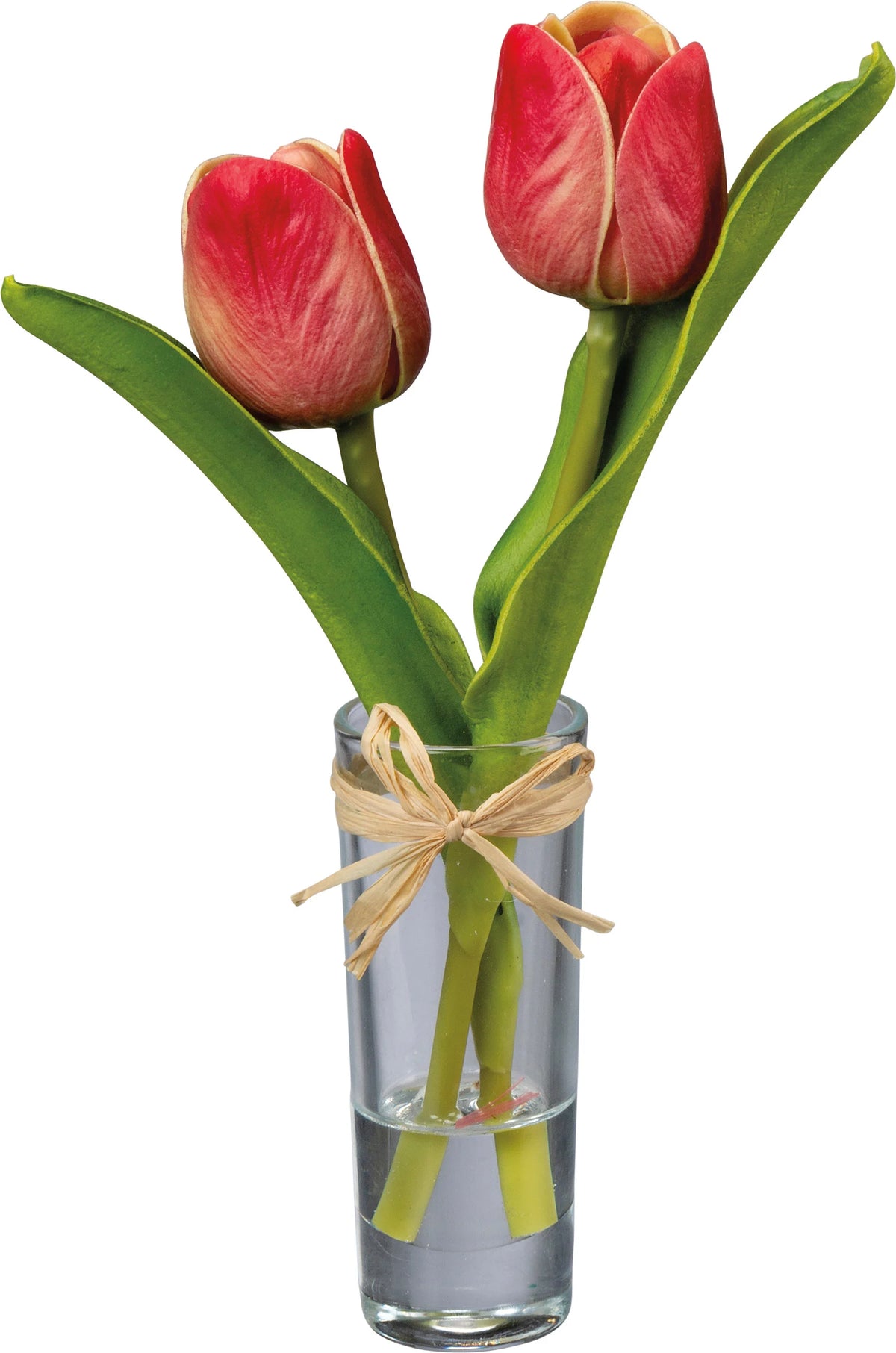 Red Real Feel Tulips in Glass Vase