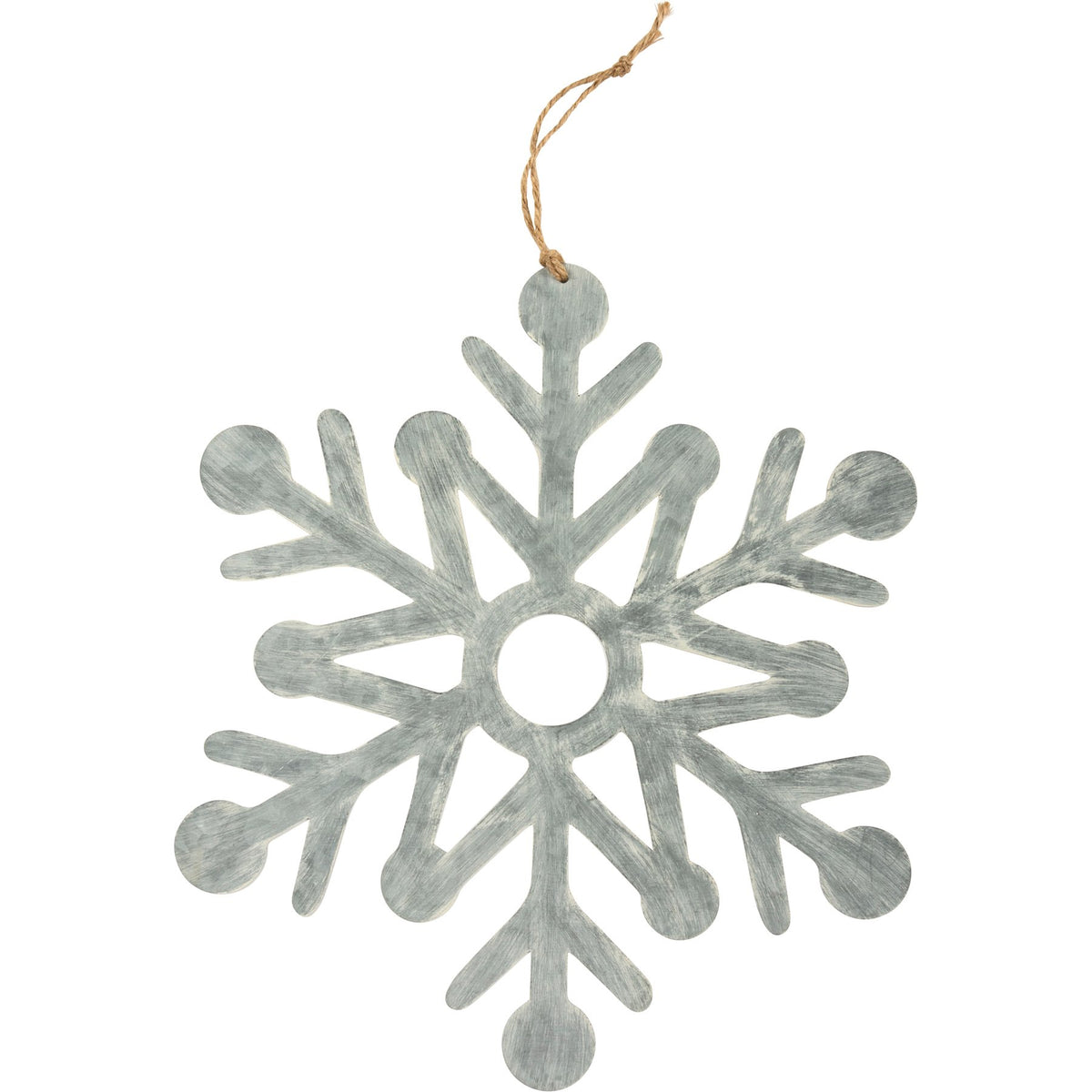 Brushed Galvanized Metal Snowflake Ornament - 3 Sizes