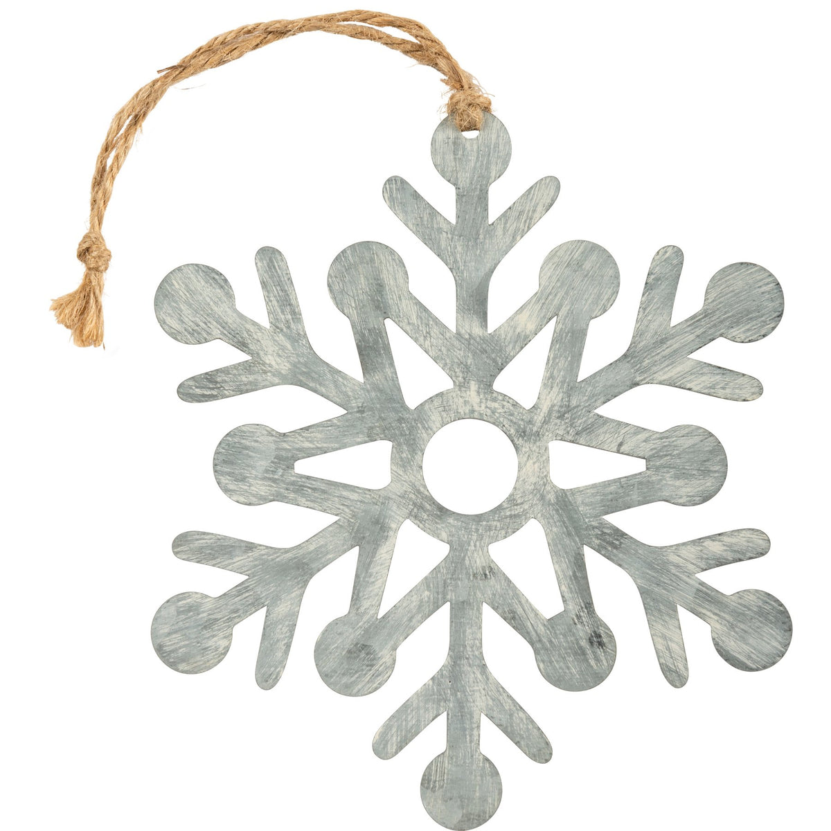 Brushed Galvanized Metal Snowflake Ornament - 3 Sizes