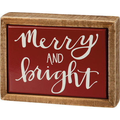 Merry and Bright Mini Box Sign - Christmas Decor