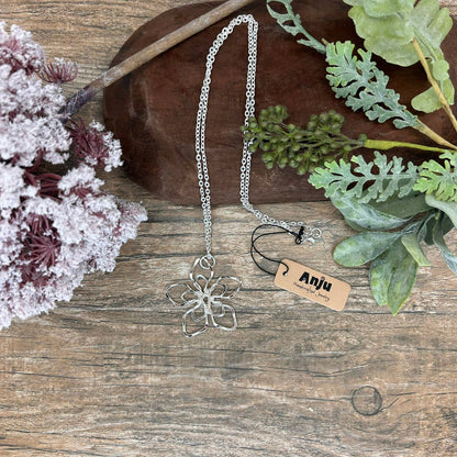Silver Plated Pendant Necklace - Star Flower