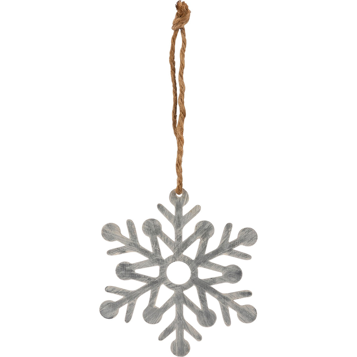 Brushed Galvanized Metal Snowflake Ornament - 3 Sizes