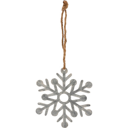 Brushed Galvanized Metal Snowflake Ornament - 3 Sizes