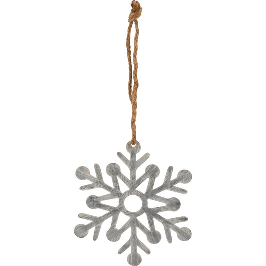 Brushed Galvanized Metal Snowflake Ornament - 3 Sizes