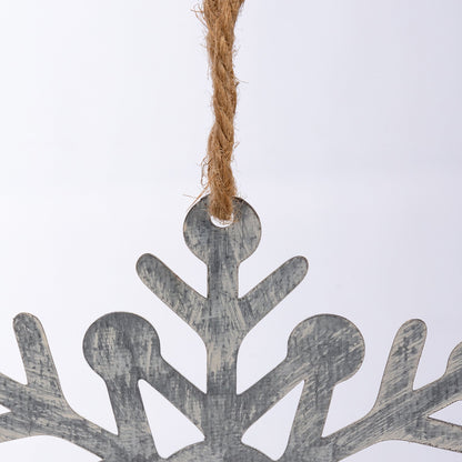 Brushed Galvanized Metal Snowflake Ornament - 3 Sizes