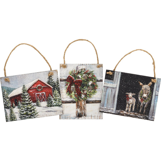 Wintry Farm Christmas Ornament - 3 Designs