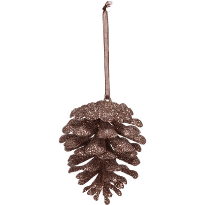 Shades Of Brown Glitter Pinecone Mini Ornament - Sold Individually