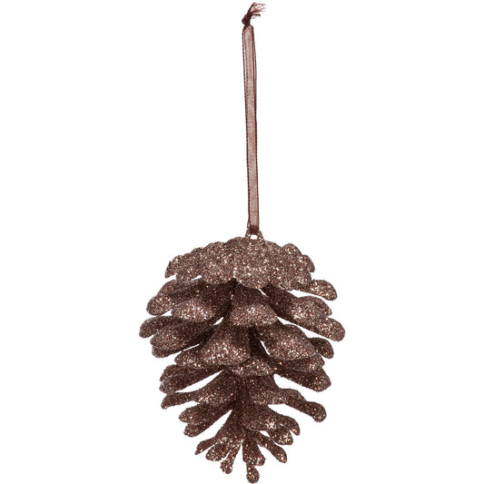 Shades Of Brown Glitter Pinecone Mini Ornament - Sold Individually