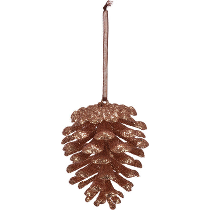 Shades Of Brown Glitter Pinecone Mini Ornament - Sold Individually