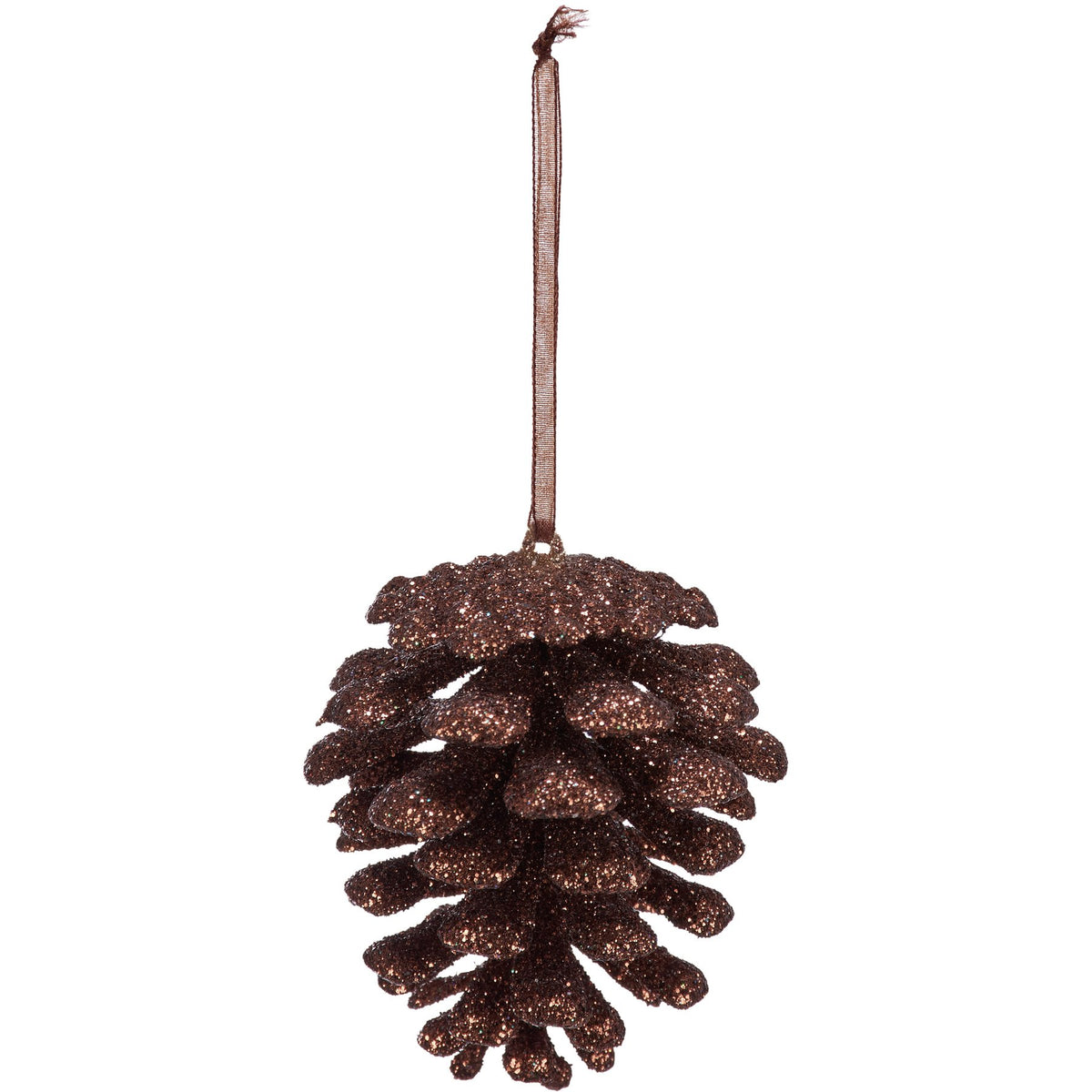 Shades Of Brown Glitter Pinecone Mini Ornament - Sold Individually