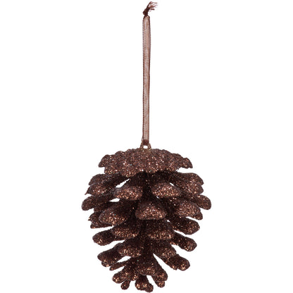 Shades Of Brown Glitter Pinecone Mini Ornament - Sold Individually