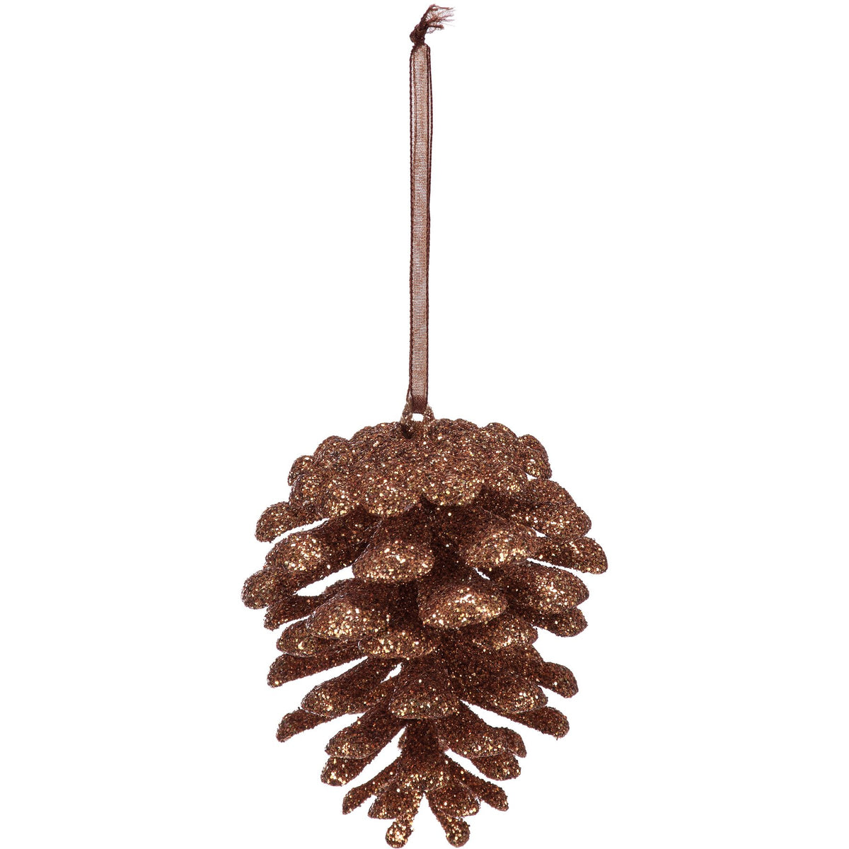 Shades Of Brown Glitter Pinecone Mini Ornament - Sold Individually