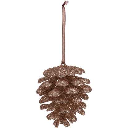 Shades Of Brown Glitter Pinecone Mini Ornament - Sold Individually