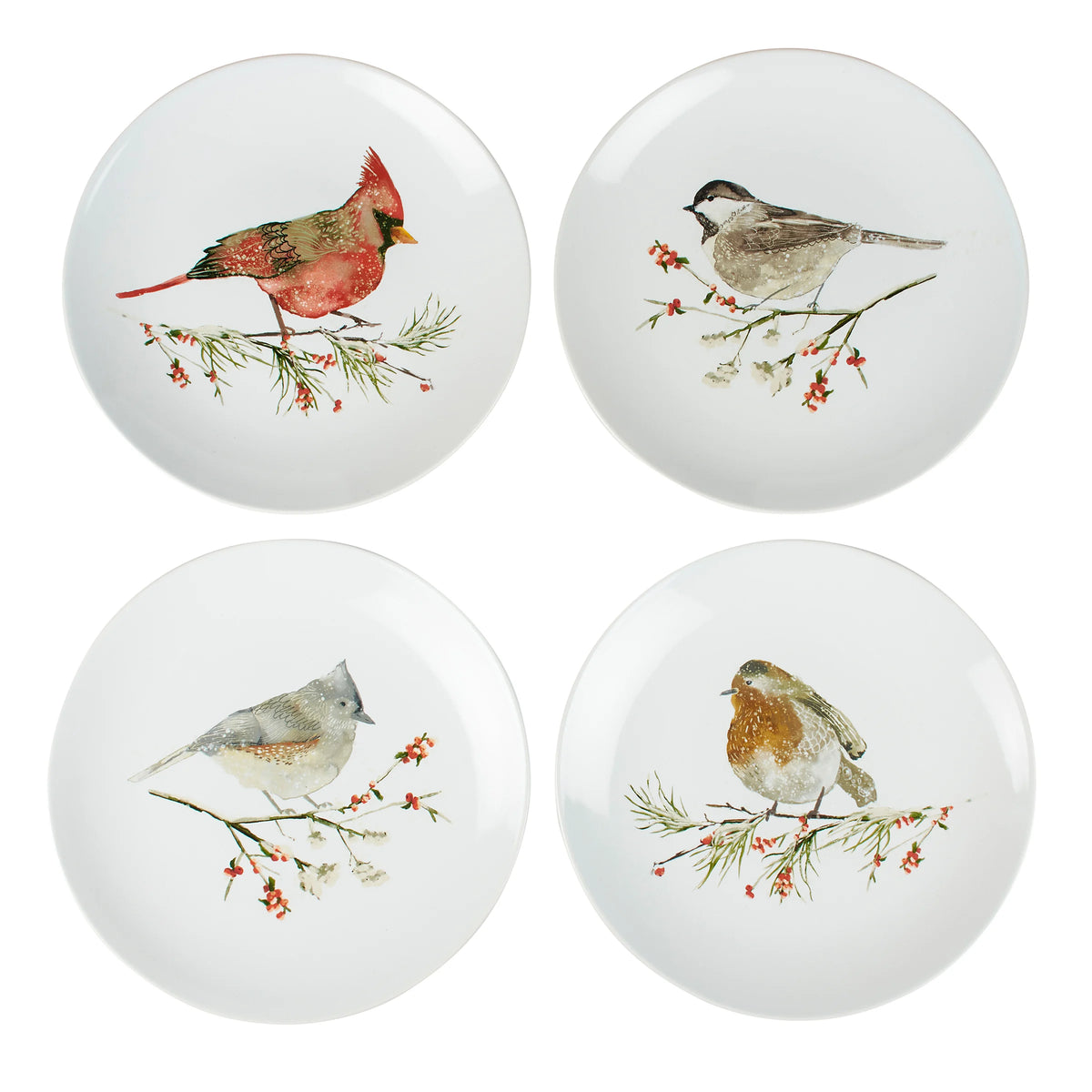 Bird on WInter Branch Stomeware Plate - 4 Options