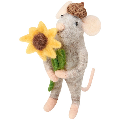 Sunflower Acorn Hat Felt Mouse Critter