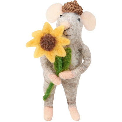 Sunflower Acorn Hat Felt Mouse Critter
