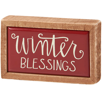Winter Blessings Mini Block Sign