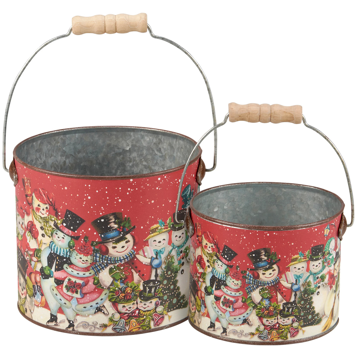 Retro Theme Snowman Bucket - 2 Sizes